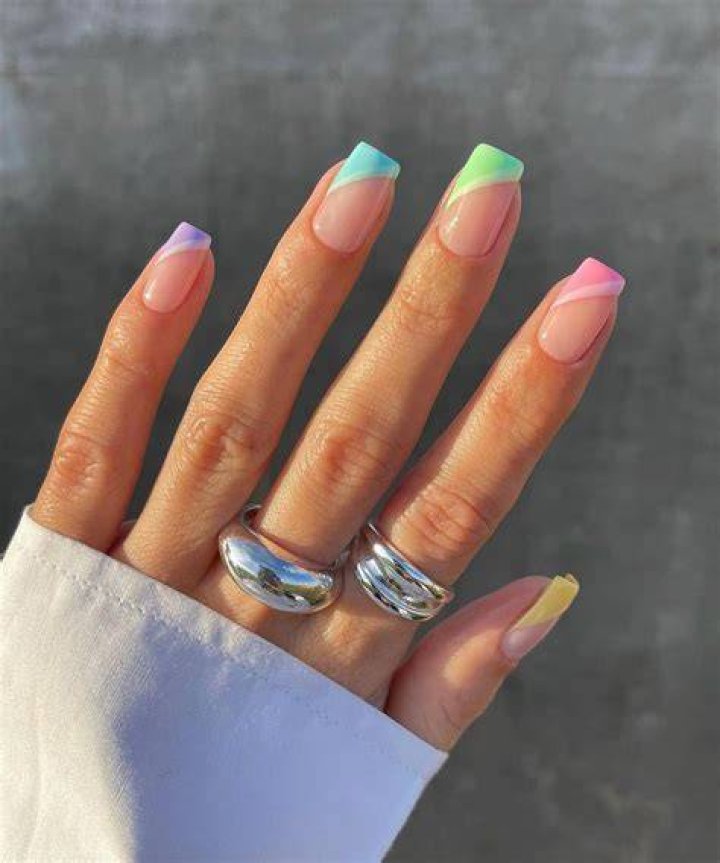 Micro French tip nails with pastel and bold colored tips 2026